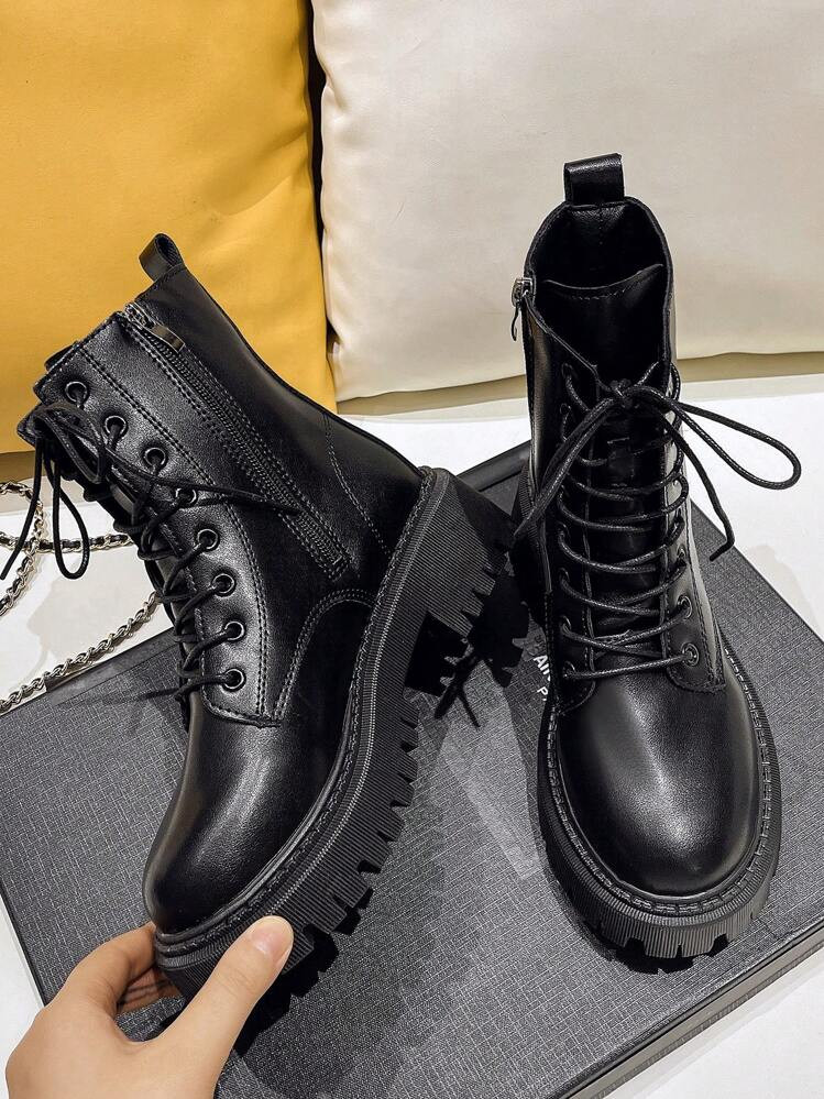 2025 New Arrival Women Thick Sole Retro Popular British Style Ankle Boots, Suitable For Spring & Autumn | SHEIN