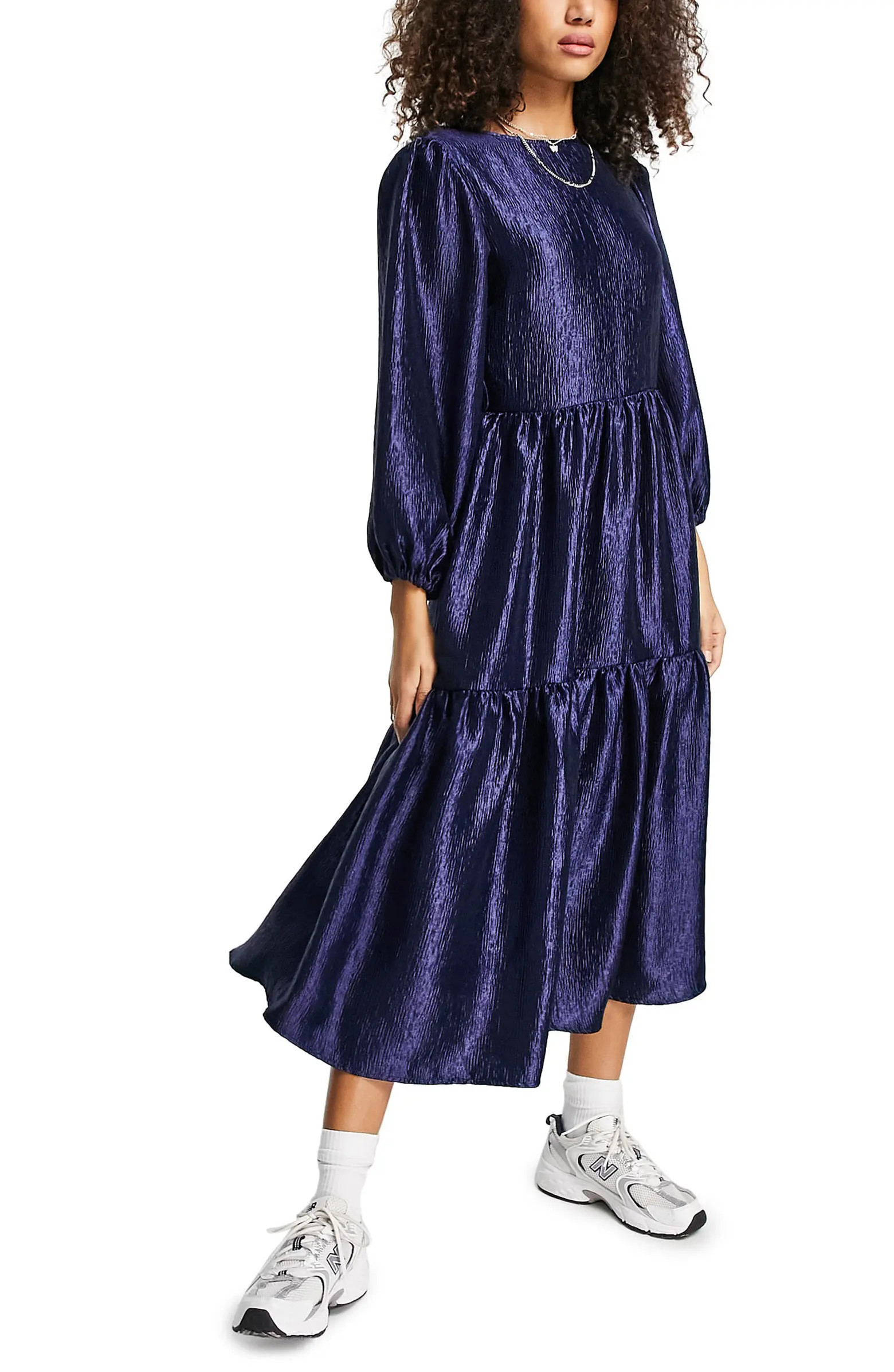 Topshop Premium Textured Midi Dress | Nordstrom | Nordstrom