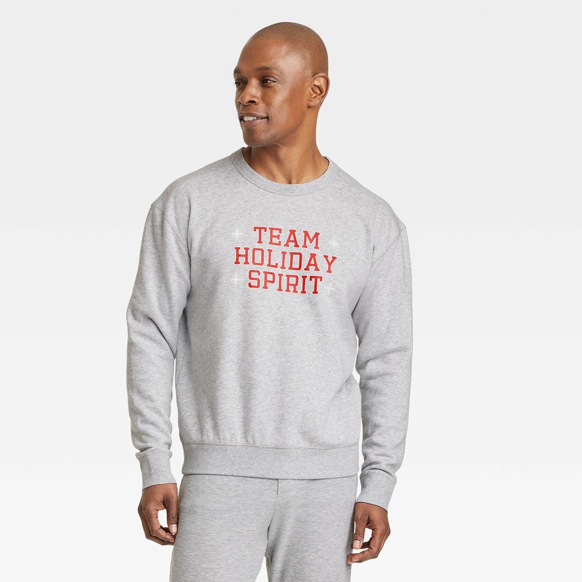 Men's Big & Tall Team Holiday Spirit Matching Family Sweatshirt - Wondershop™ Gray 5XLT | Target