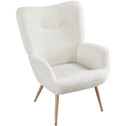 Yaheetech Fabric Accent Chair with Armrest and High Back for Living Room Bedroom White | Target