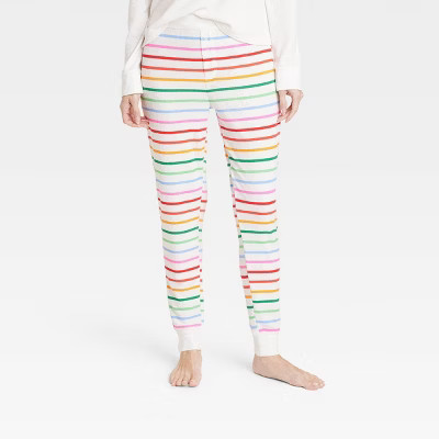 Women's Striped Matching Family Thermal Pajama Pants - Wondershop™ Cream | Target
