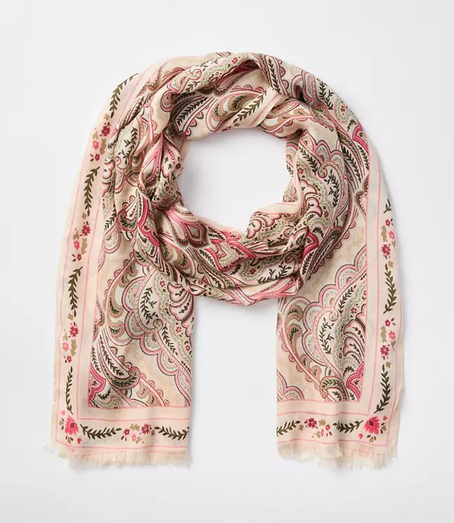 Floral Border Paisley Scarf | LOFT