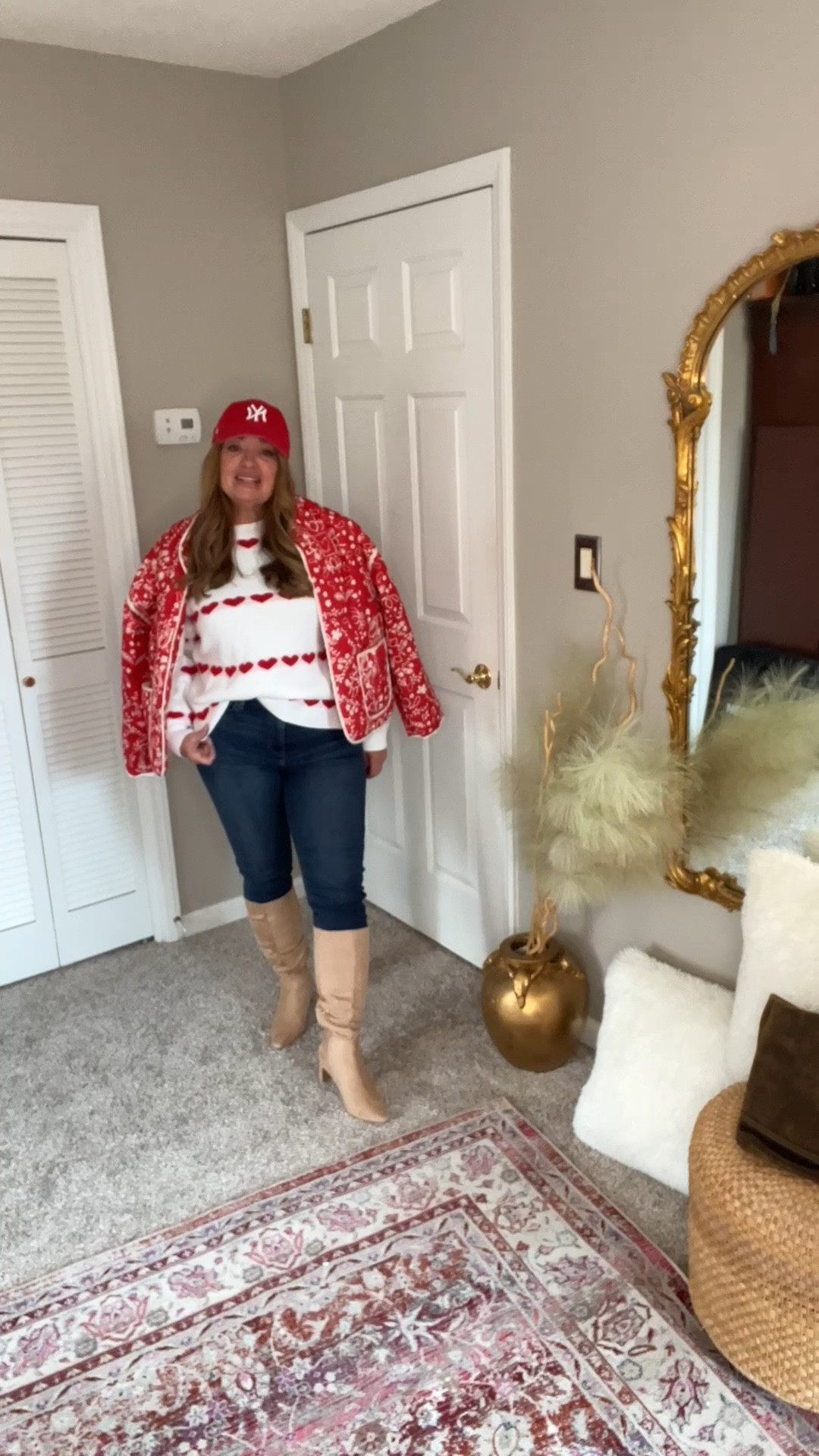 Love sweater for February and beyond. 
Featuring tiny red heart in a stripe pattern.

#LTKSeasonal #LTKgrwm #LTKMidsize