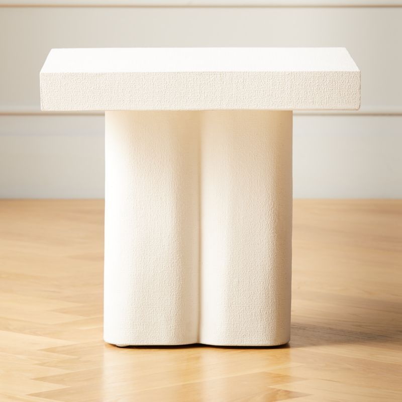 Bisque Plaster Side Table + Reviews | CB2 | CB2