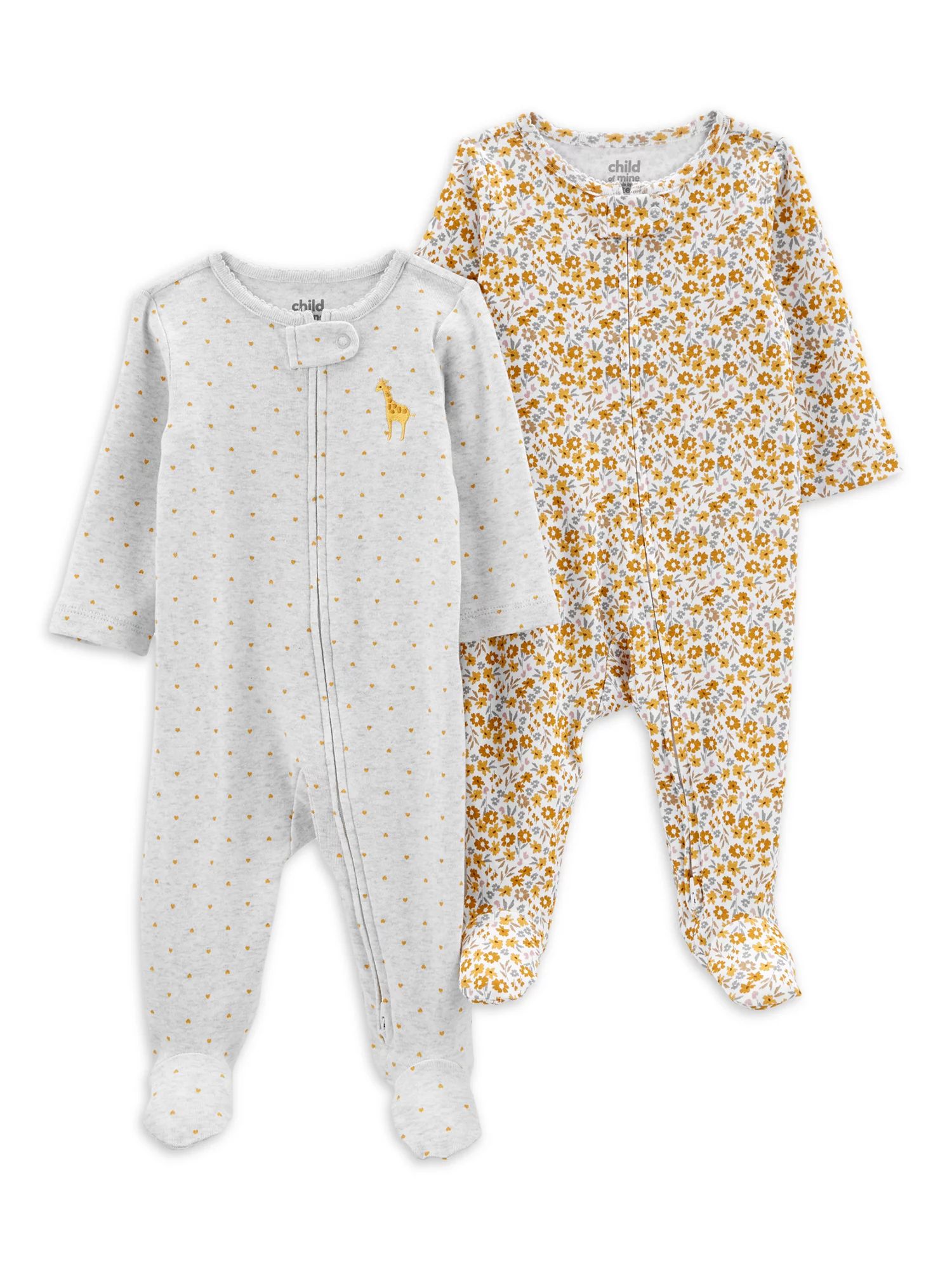 Carter's Child of Mine Baby Girls Giraffe Sleep N Play Set, 2-Pack, Sizes 0 Months - 9 Months | Walmart (US)