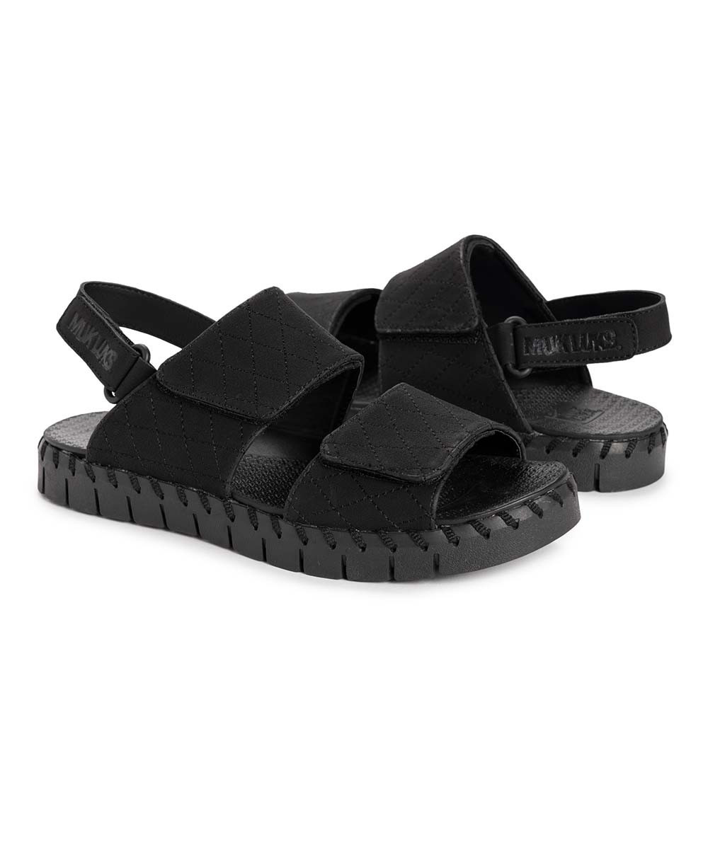 MUK LUKS Women's Sandals Black - Black Lattice Flexi Westhampton Suede Slingback Sandal - Women | Zulily