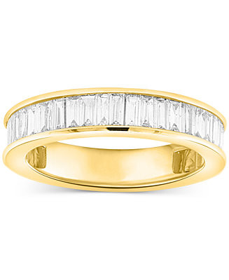 Lab Grown Diamond Baguette Band (1 ct. t.w.) in Sterling Silver or 14k Gold-Plated Sterling Silve... | Macy's