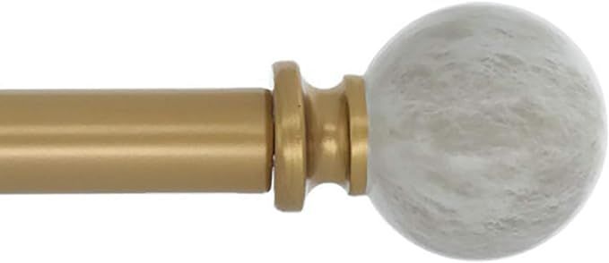 MERIVILLE 1-Inch Diameter Single Window Treatment Curtain Rod, Spanish White Marble Ball Finial, ... | Amazon (US)