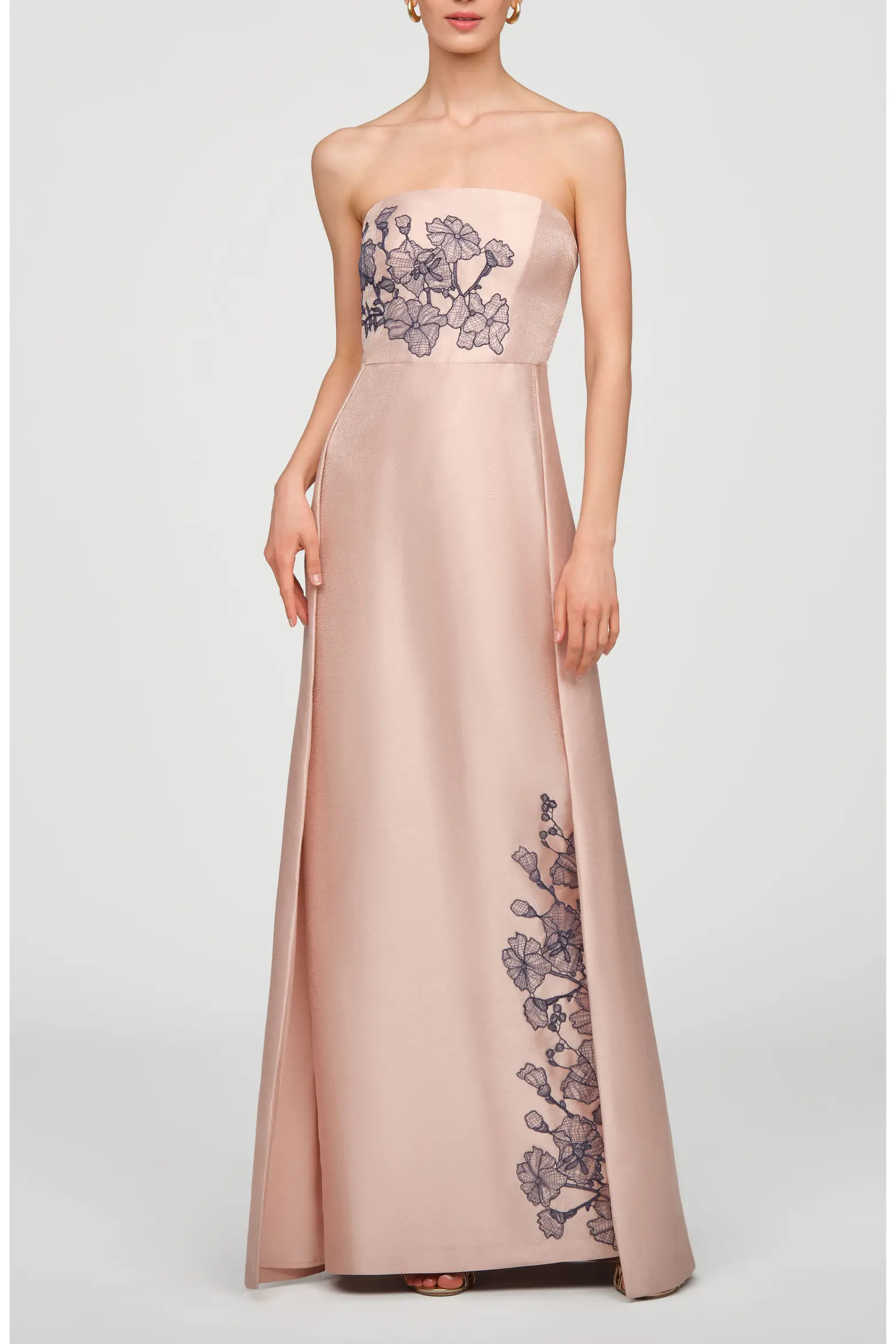 Chandler Embroidered Floral Walk Thru Metallic Organza Gown (Women) | Nordstrom | Nordstrom