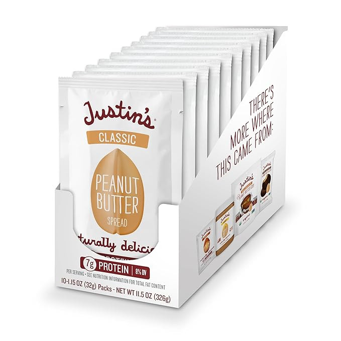 Justin's Classic Peanut Butter Squeeze Packs, Only Two Ingredients, Gluten-free, Non-GMO, Respons... | Amazon (US)