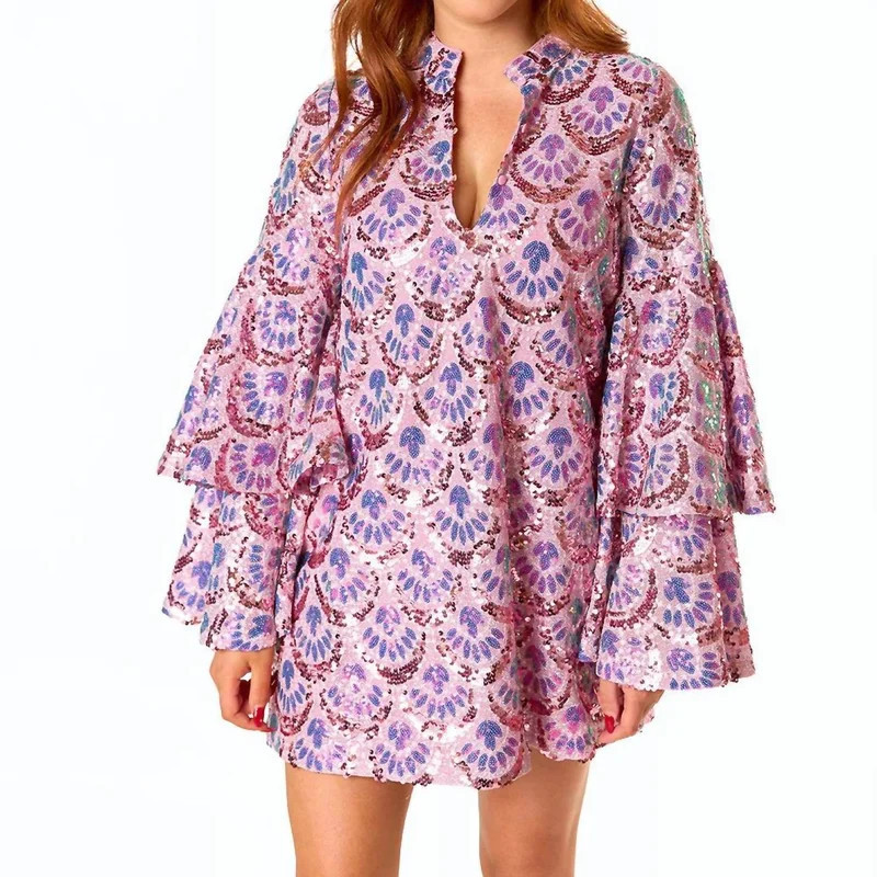 BUDDYLOVE Gayle Long Sleeve Mini Dress In Feeling Sparky - Pink - XS | Verishop