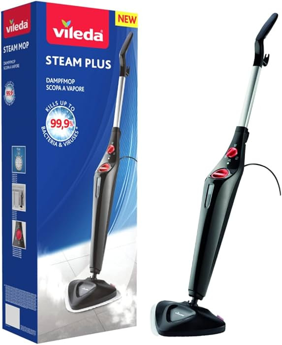 Vileda Steam Mop Steam PLUS, Black Steam Cleaner for all floors, Kills and Removes Viruses, Germs... | Amazon (UK)