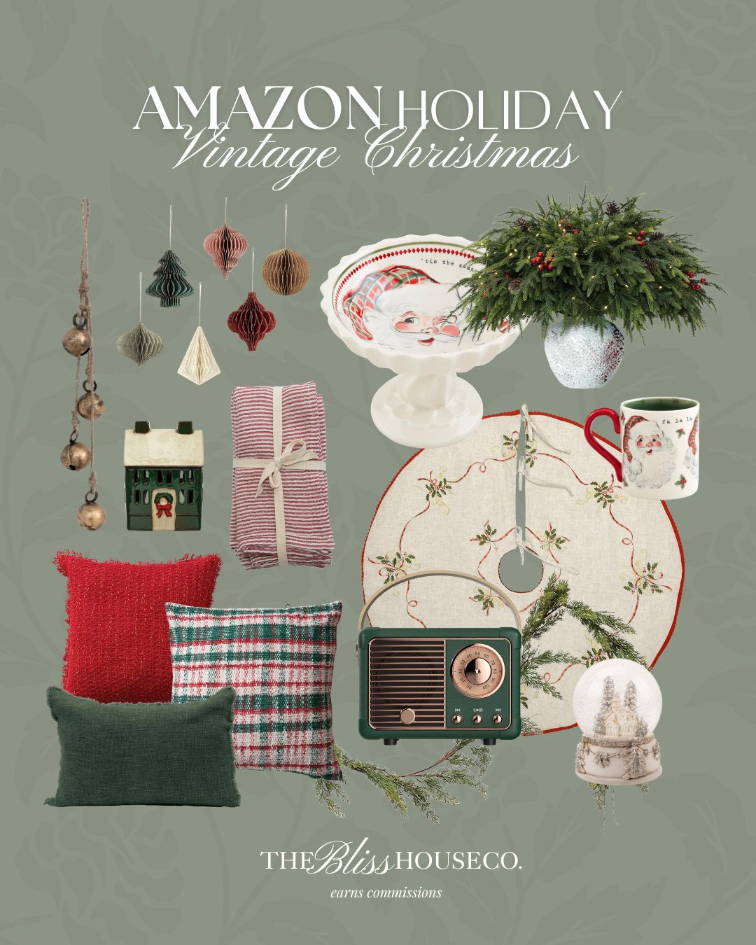 Vintage Christmas charm all from Amazon! 🎄 Festive decor finds, cozy home decor, gift ideas, tartan, red, green, holiday home decor, tree skirt, speaker, tabletop decor, serving dish, greenery, viral ornaments, Amazon home
 

 #LTKHoliday #LTKSeasonal #LTKHome