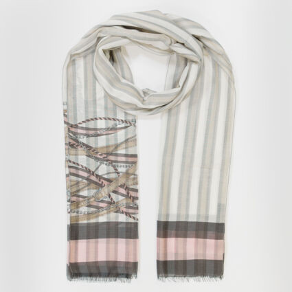 Grey Patterned Scarf 70x220cm | TK Maxx