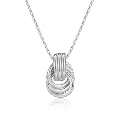 FILMOON Small Knot Pendant Necklace for Women Statement Silver Necklace Fashion Jewelry | Amazon (US)