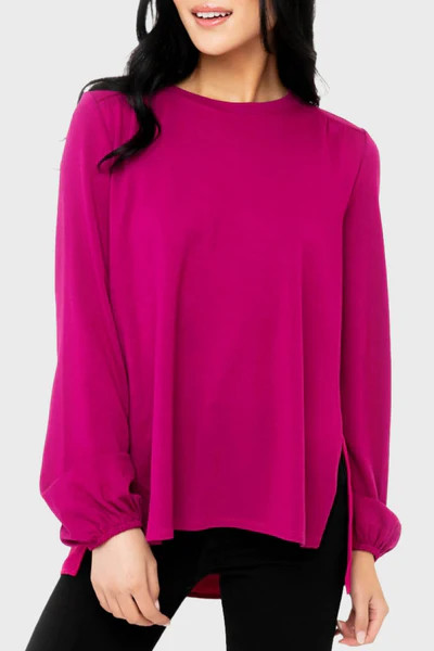 Mixed Media Woven and Knit Top | Gibsonlook