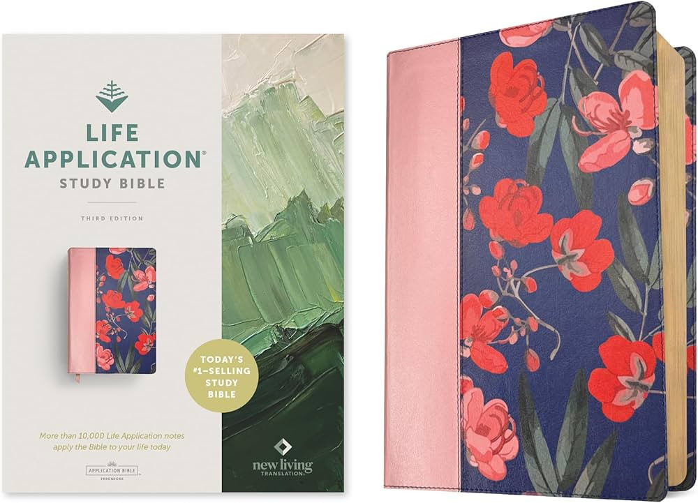 NLT Life Application Study Bible, Third Edition (LeatherLike, Pink Evening Bloom, Red Letter) | Amazon (US)