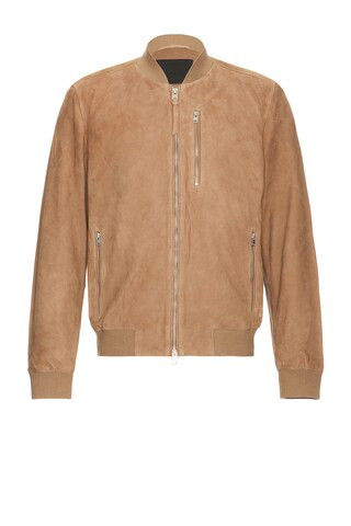 ALLSAINTS Kemble Suede Bomber in Acre Brown from Revolve.com | Revolve Clothing (Global)