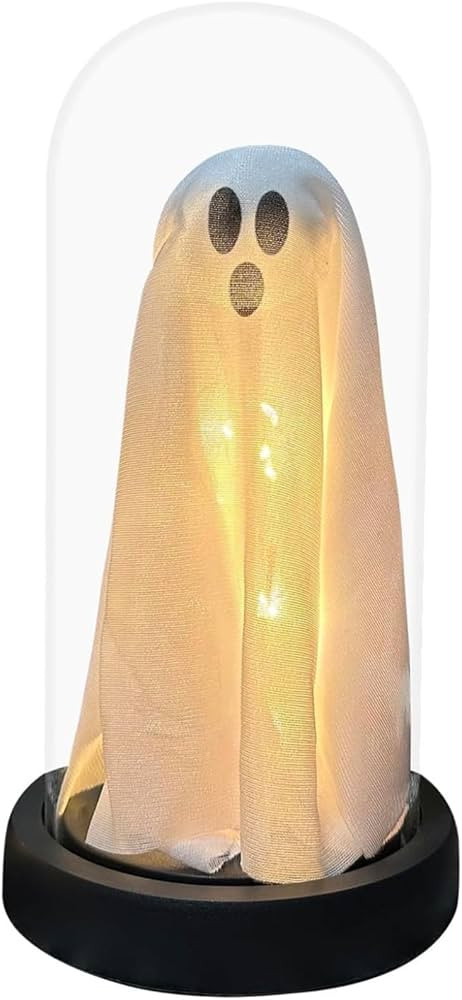 Halloween Decorations 3 Modes Ghost Light in Glass Cloche Cute Ghost Decor Battery-Operated Hallo... | Amazon (US)
