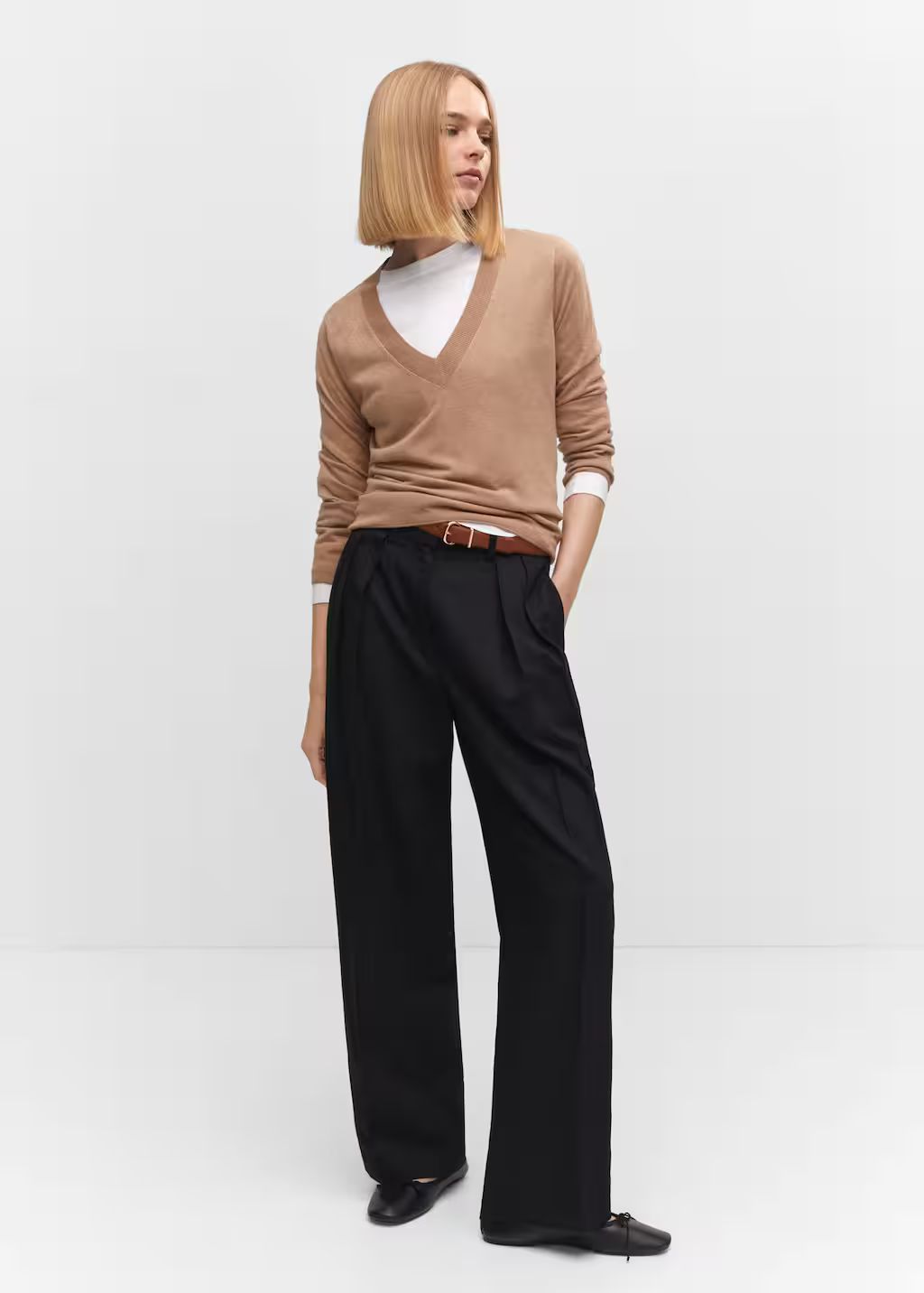 Fine-knit V-neck sweater | MANGO (US)