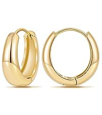 micuco Gold Hoop Earrings for Women, 18K Real Gold Plated Lightweight Chunky Gold Hoops, Hollow T... | Amazon (US)