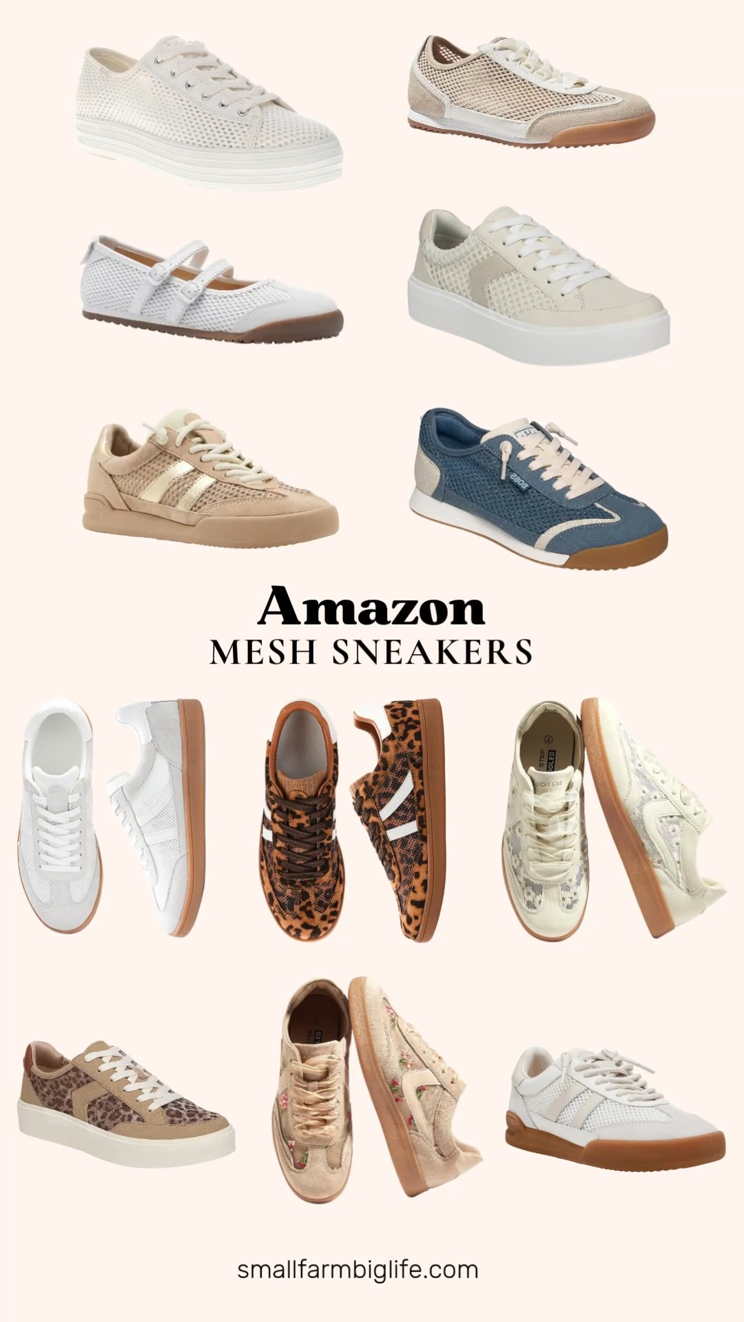 Mesh sneakers are such an easy way to stay comfortable while still looking put together this season.
The beige daisy mesh and tan floral mesh fashion sneakers from Lucky Step are lightweight and breathable, perfect for casual walking or everyday wear. The beige mesh retro sneakers from Lucky Step have that same breathable comfort with a classic silhouette.
For a bit of shine, the tan and gold mesh Steve Madden Verdict sneaker and the off white Steve Madden Verdict sneaker both bring a fashion forward edge to a casual look.
The blue Skechers Bobs Billie sneaker has a no tie fit with memory foam cushioning, so comfortable and easy to slip on and off. The leopard mesh and white Rosella Carlie sneakers are lightweight, non slip, and great for spring into fall wear.
For something a little different, the white Mary Jane sneakers have a sneakerina flat style that is perfect for walking and shopping days. The white Keds Triple Kick sneaker is a timeless classic that pairs with everything.
Rounding it out, the leopard and tan mesh and beige mesh Dr. Scholl's Madison lace up shoes bring both print and neutral options for easy everyday wear.
#meshsneakers #comfortableshoes #amazonfashionfinds #casualsneakers #falltransition 

 #LTKootd #LTKOver40 #LTKSaleAlert