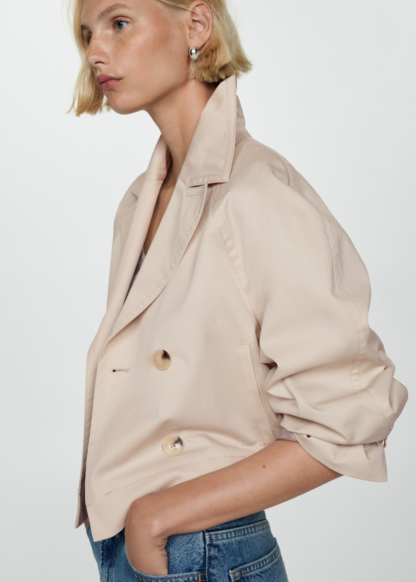 Cropped trench coat with lapels | MANGO (US)