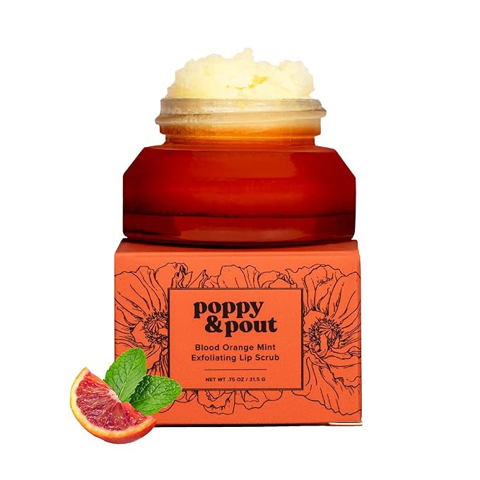 Poppy & Pout Natural Lip Scrub, Moisturizing Sugar Scrub for Dry Lips, Lip Scrubber Exfoliator wi... | Amazon (US)