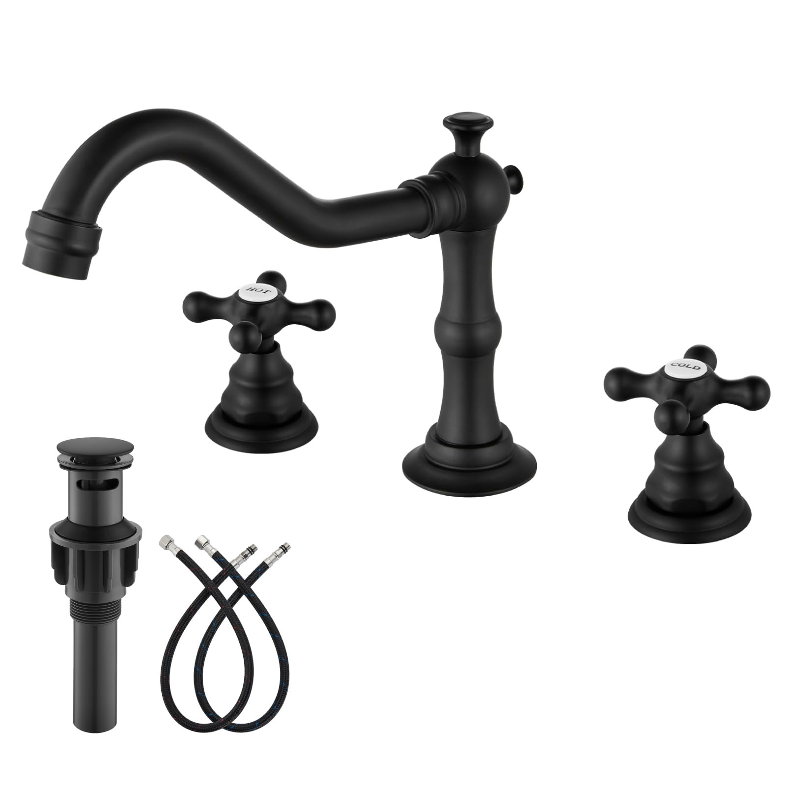 gotonovo Bathroom Faucet 3 Hole 8 Inch Widespread Bathroom Sink Faucet 2 Cross Handles Vintage La... | Amazon (US)