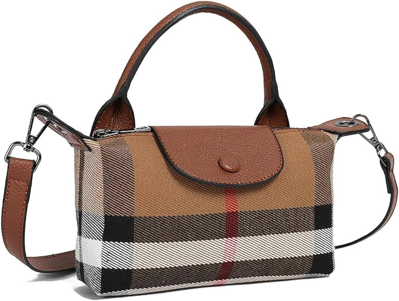 Luxury Canvas and Genuine Leather Women's Top Handle Handbag Mini Fashion Contrast Color Travel D... | Amazon (US)