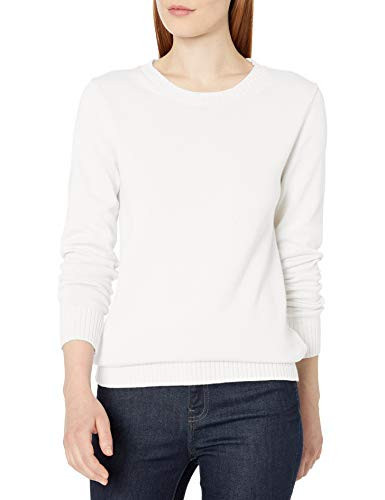 Amazon Essentials Women's Crewneck Sweater, 100% Cotton, White, XX-Large, Plus Size Available | Amazon (US)