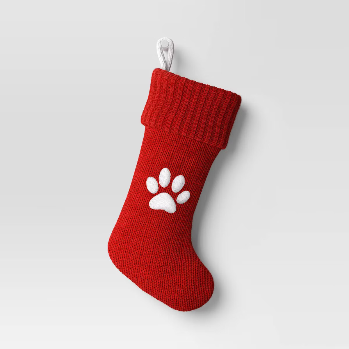 20" Knit Monogram Christmas Stocking Red Paw Print - Wondershop™ | Target