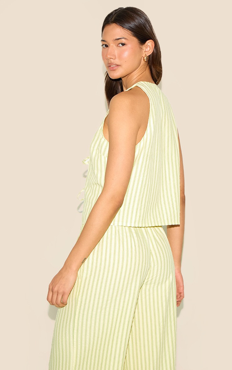 Lime Green Striped Sleeveless Tie Front Top | Co-ords | PrettyLittleThing UK