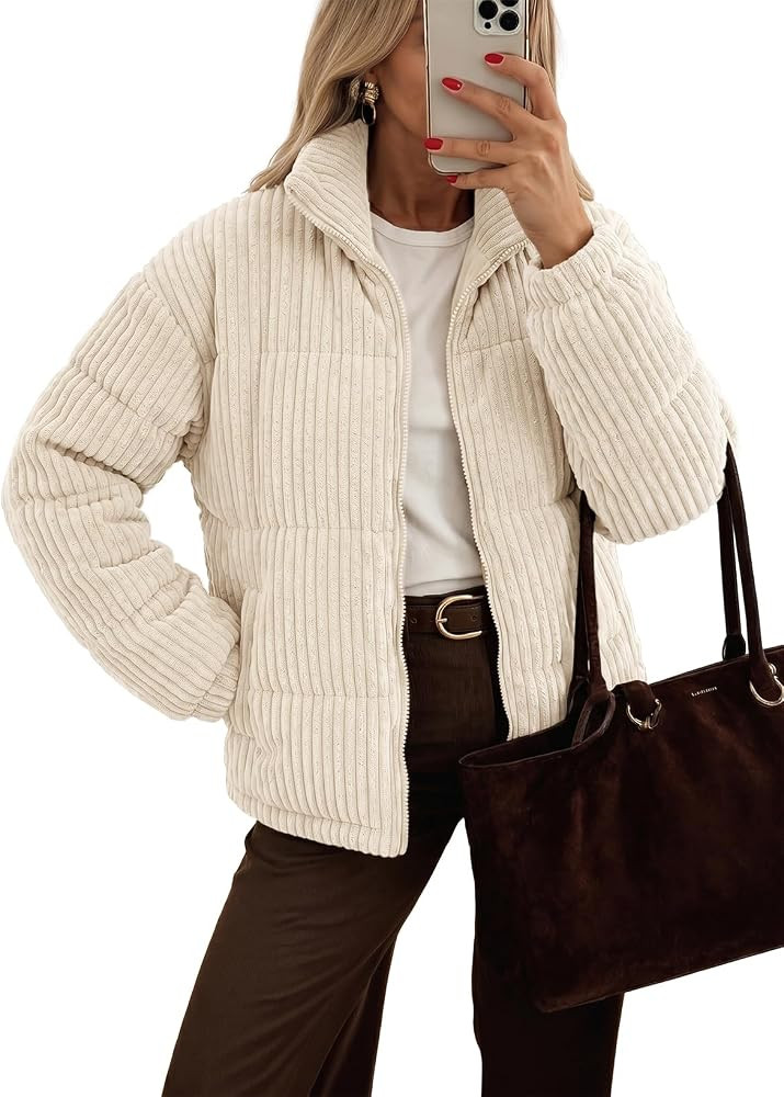 Fall Winter,Long Sleeve,Stand Collar,Casual Trendy Ladies Clothes,Chunky Warm Jacket,Comfy,Loose ... | Amazon (US)