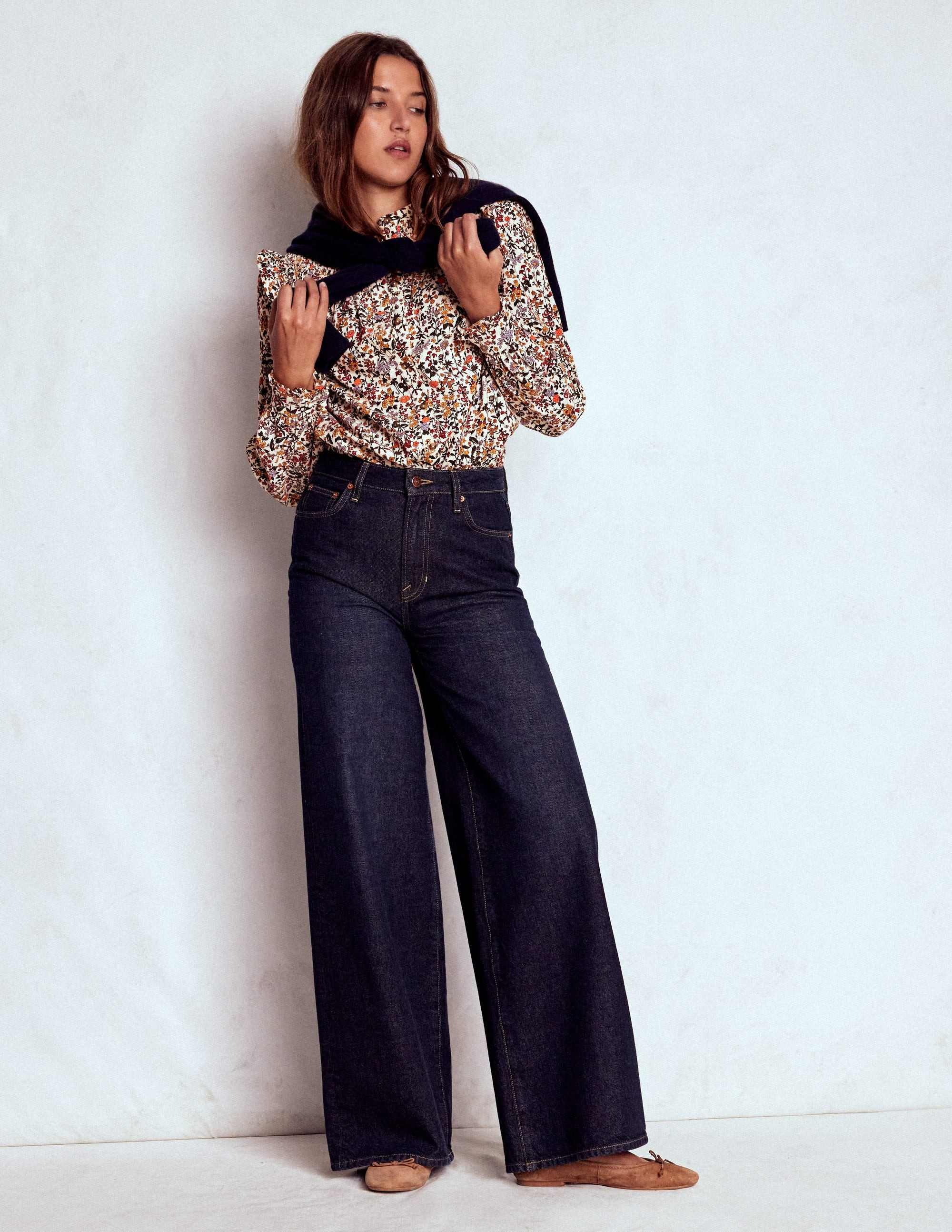 Smocked Yoke Cord Top-Ivory Floral | Boden (US)