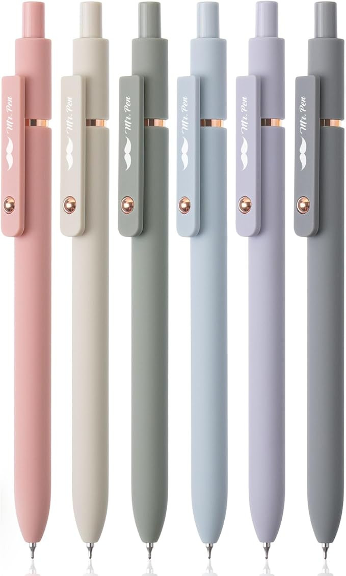 Mr. Pen- Retractable Gel Pens with Rose Gold Ring and Ball, 6 Pack, Morandi Barrels, Black Gel Pe... | Amazon (US)