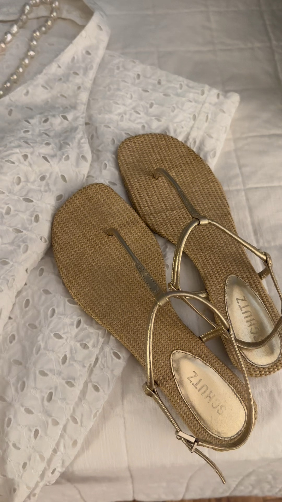 Target dress, rattan accessories, pearl necklace, schutz sandals, summer fashion 