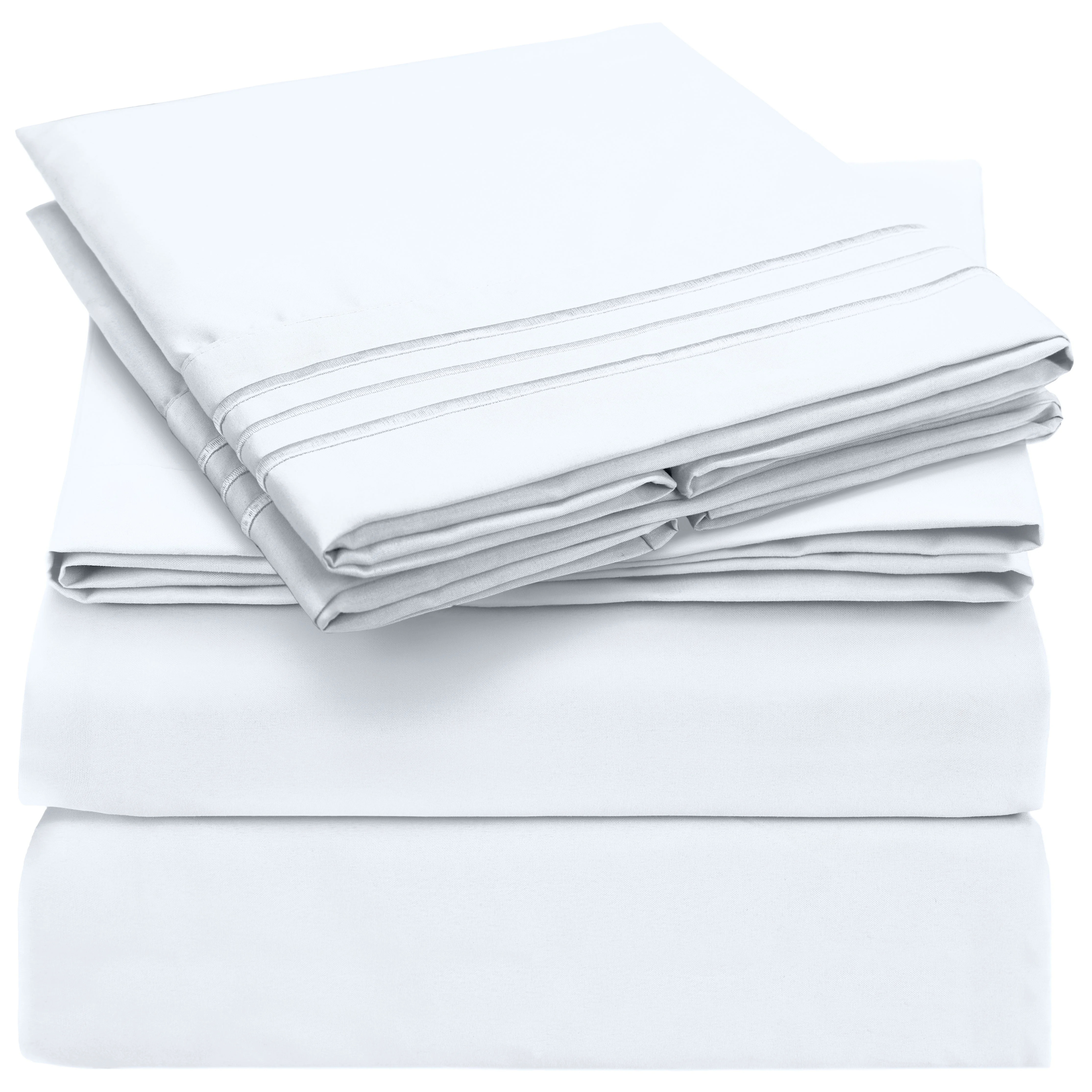 Mellanni Sheet Set Iconic Hotel Luxury Brushed Microfiber, Deep Pocket Sheet, 4 Piece Queen White... | Walmart (US)