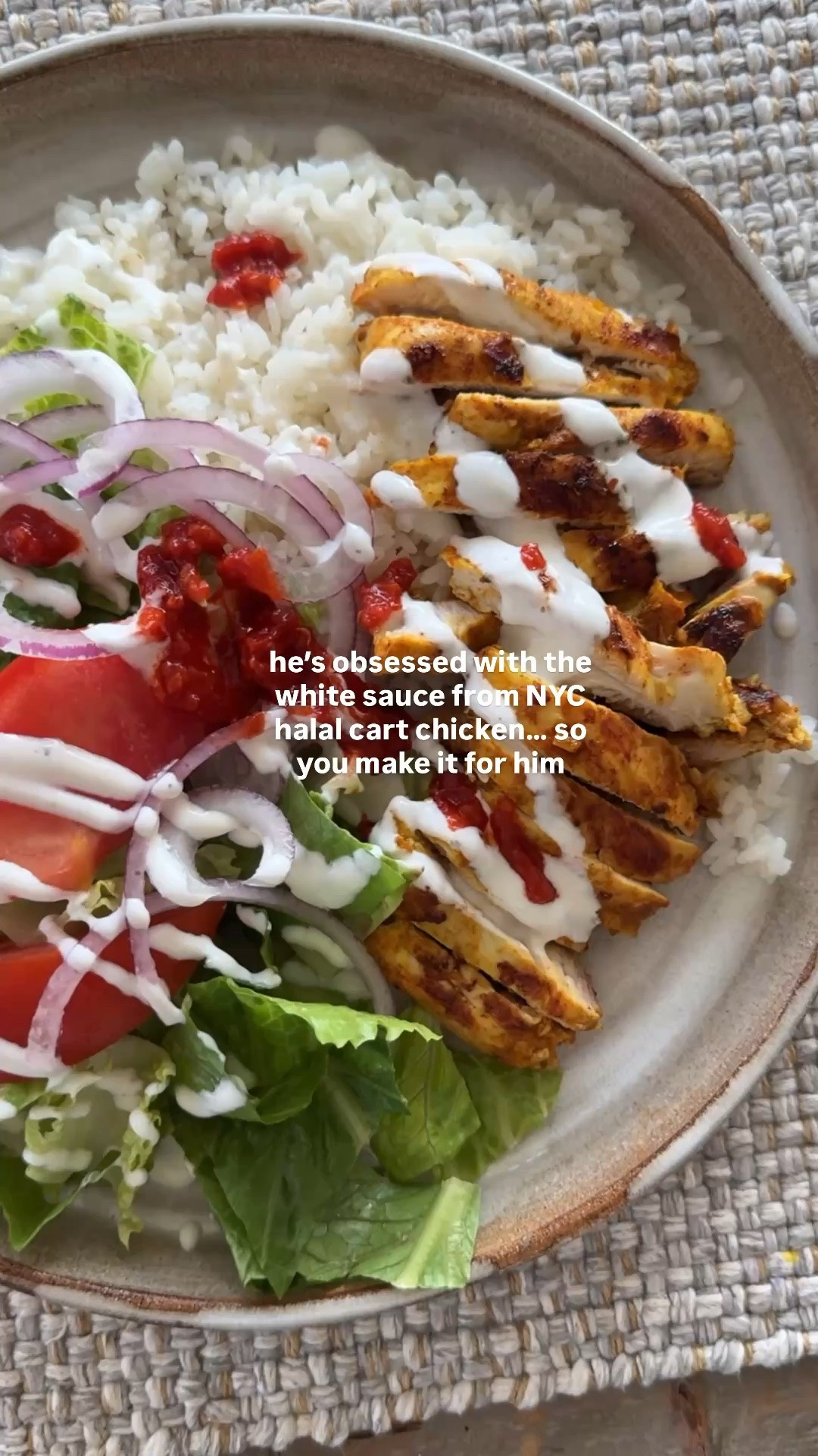 Food Cart-Style Chicken Salad with White Sauce 🤍🥗 The creamy white sauce is EVERYTHING 😋

Grill pan linked below

#LTKdayinmylife #LTKHome #LTKfoodie