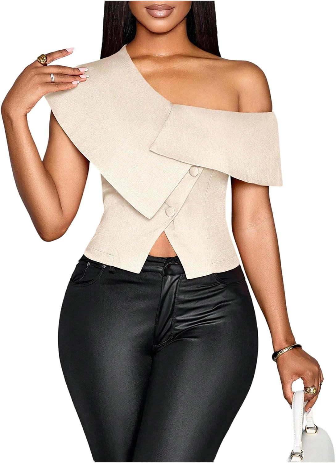 OYOANGLE Women's Off The Shoulder Tops Business Casual T Shirts | Amazon (US)