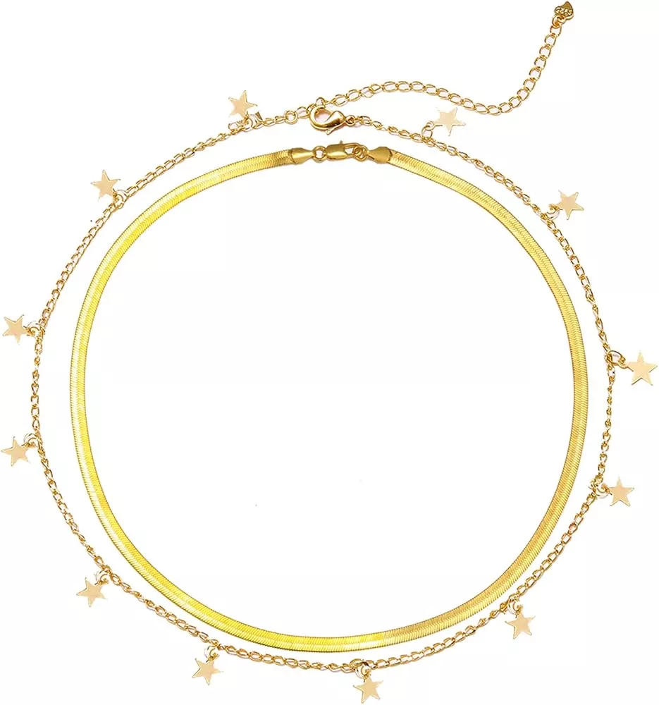  Long tiantian Gold Star Choker Necklace Colourful