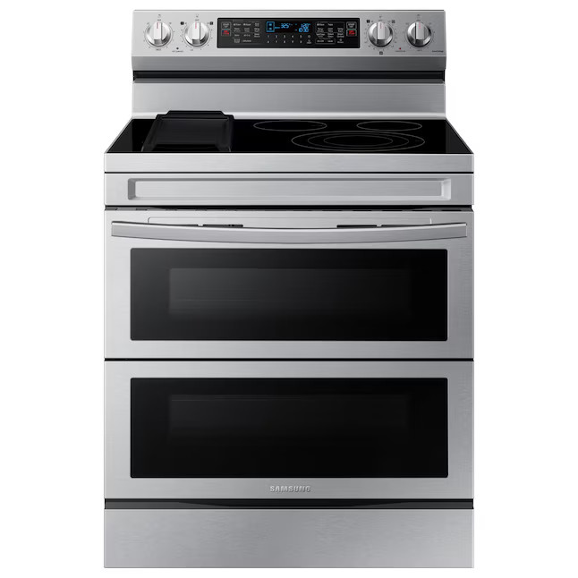 Samsung 30-in Glass Top 5 Burners 3.4-cu ft / 2.7-cu ft Self & Steam Cleaning Air Fry Convection ... | Lowe's