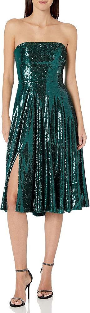 DRESS THE POPULATION Women's Ruby Strapless Fit & Flare Sequin Midi Dress | Amazon (US)