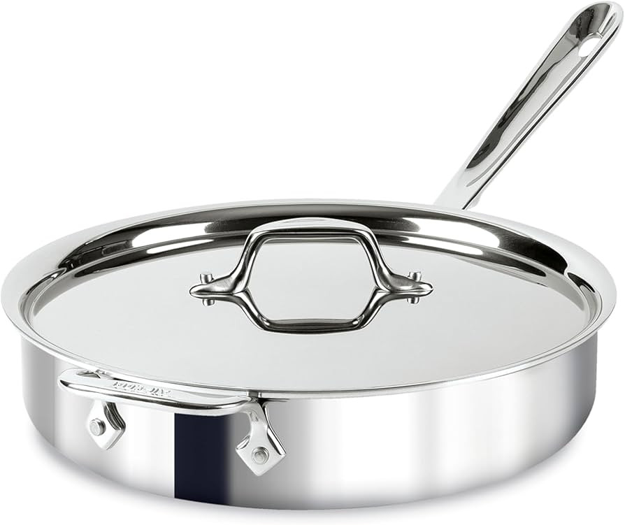 All-Clad D3 3-Ply Stainless Steel Sauté Pan with Lid & Handle 3 Quart, Induction, Oven Broiler S... | Amazon (US)