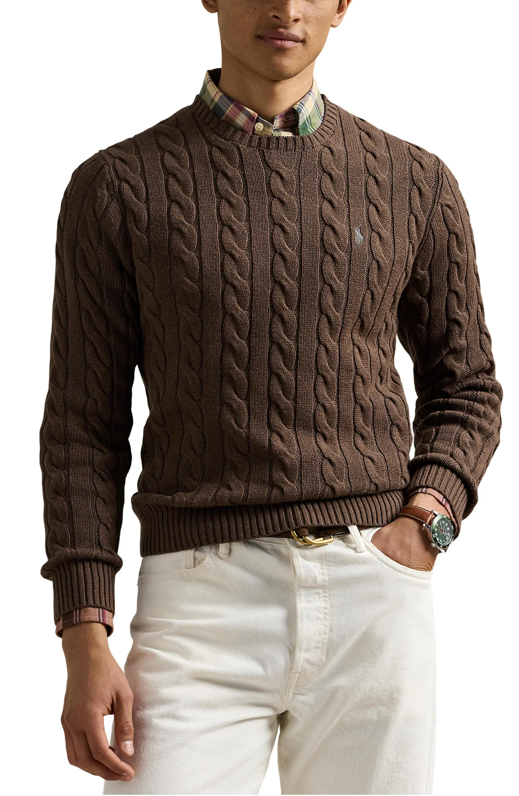 Cable Knit Cotton Crewneck Sweater | Nordstrom