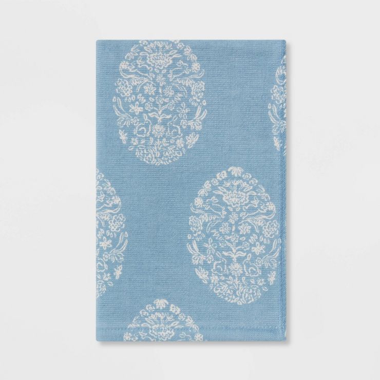 Egg Stamp Printed Easter Hand Towel Blue - Threshold™ | Target