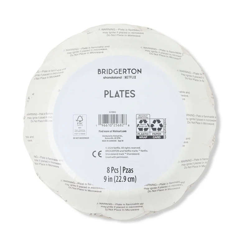 Netflix's Bridgerton Dinner Plate, Floral Pattern, Multi-Color, Disposable, Paper, 9 inch, 8 Coun... | Walmart (US)