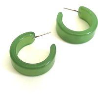 Sea Glass Green Hoop Earrings  Moonglow Hoops  vintage lucite wide classic hoops  Leetie Lovendale | Etsy (US)