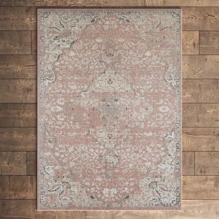 Sasha Oriental Area Rug in Pink/Ivory | Wayfair North America