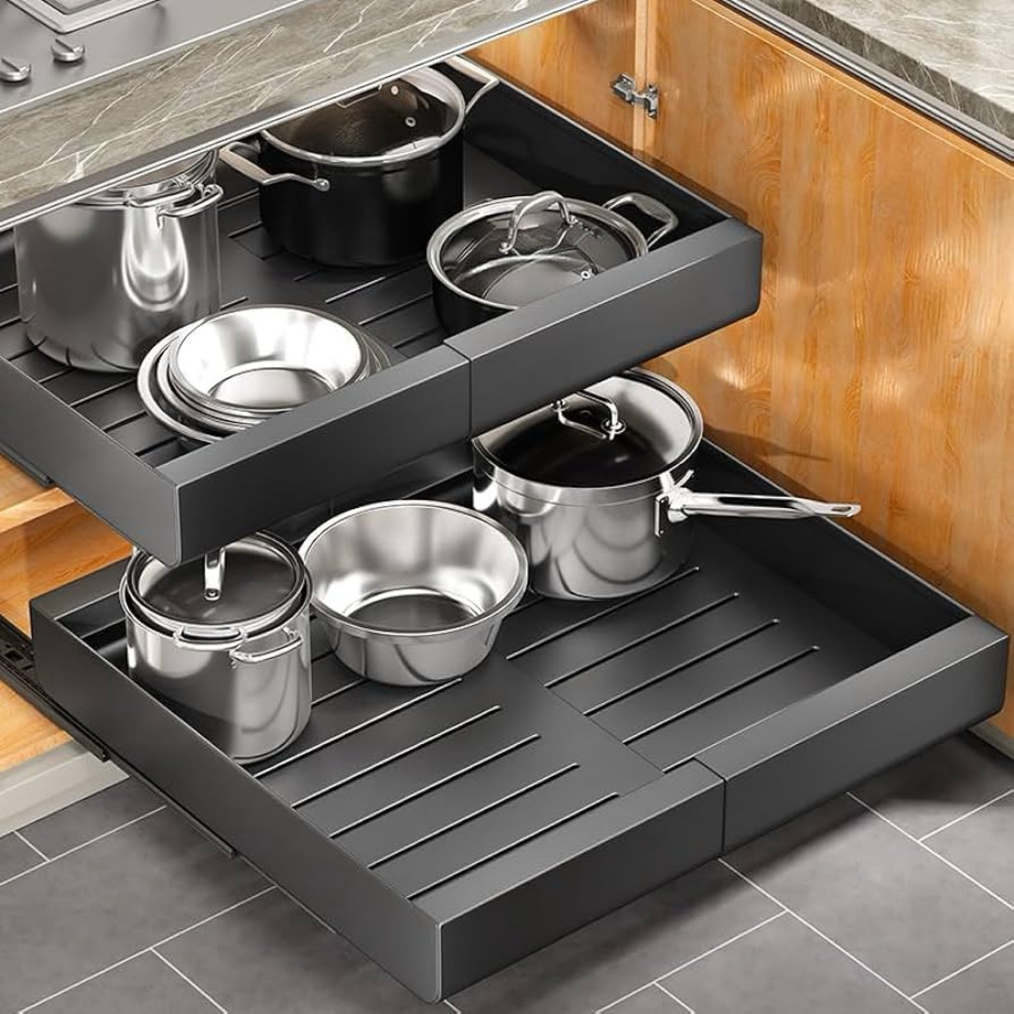 February favorite. 5. Pull Out Cabinet Organizer, Expandable(11.7"-19.7") Heavy Duty Slide Out Drawers Fixed with Adhesive Nano Film for Pots, Roll Out Shelf Storage for Kitchen Base Cabinet Organization, Pantry, Bathroom

#LTKfindsunder100 #LTKhome #LTKU